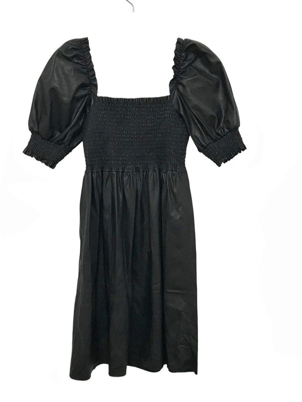 Seven for all mankind Athena Nap Black Faux Leather Square Neck Dress Size XS - Picture 2 of 3
